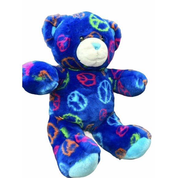 Build a Bear BAB Blue Peace Bear.Soft Plush